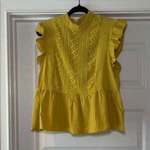 Yellow Ruffled Women's Top, size L